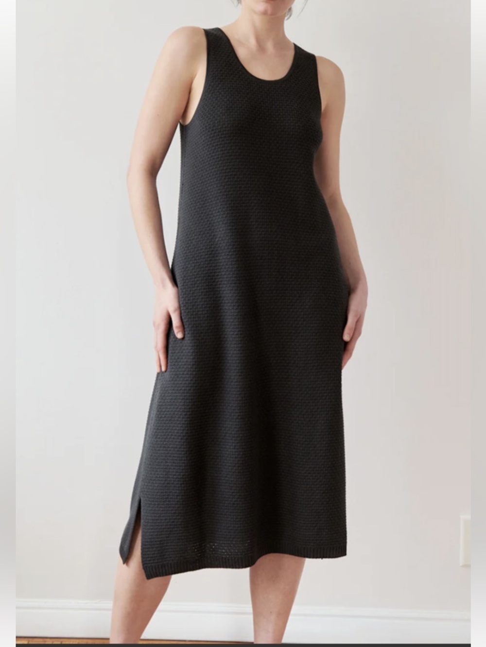 wol hide Lace Knit Tank Dress Organic Cotton Peru Quiet Luxury Minimalist